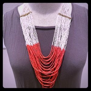 White, peach, gold necklace